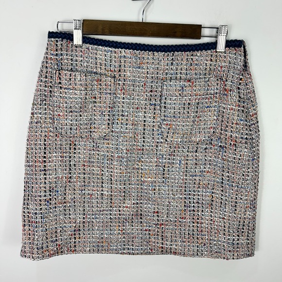 LOFT Mini Skirt 4 Multicolor Tweed Bouclé Pocket Preppy Old Money Chic Career - Picture 1 of 7